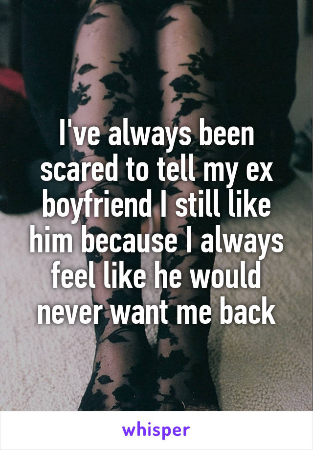 I've always been scared to tell my ex boyfriend I still like him because I always feel like he would never want me back