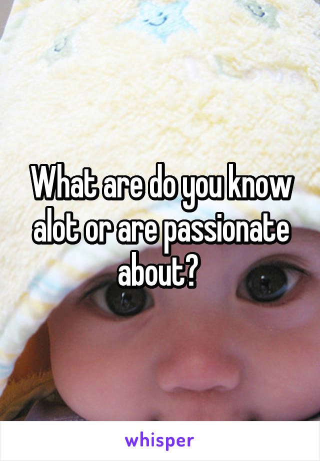 What are do you know alot or are passionate about? 