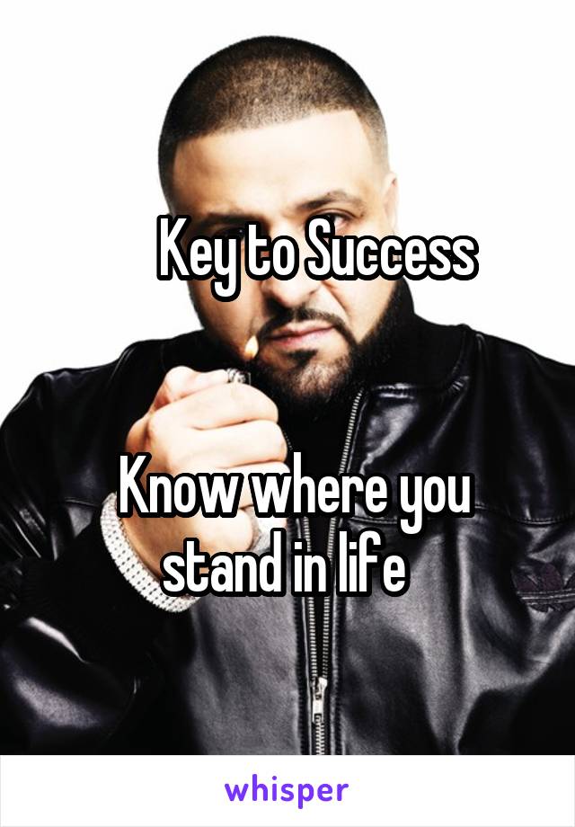       Key to Success 
 

 Know where you stand in life 