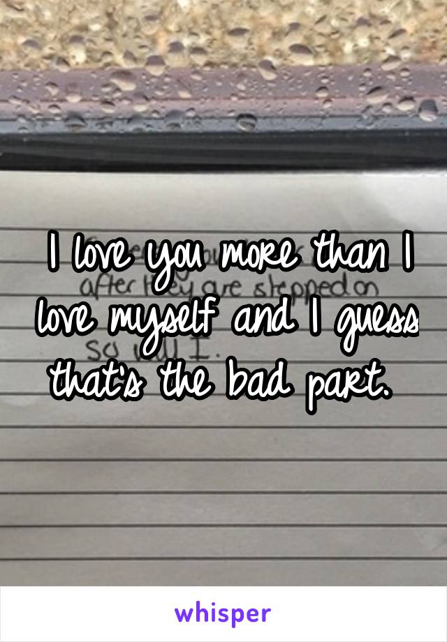 I love you more than I love myself and I guess that's the bad part. 
