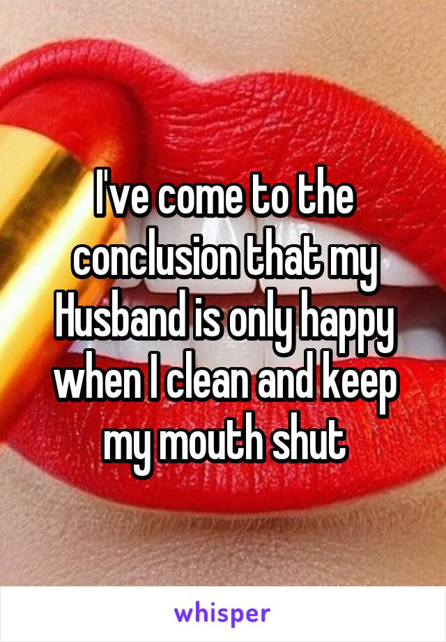 I've come to the conclusion that my Husband is only happy when I clean and keep my mouth shut