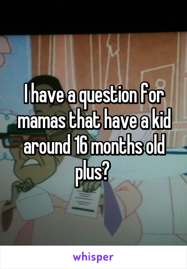 I have a question for mamas that have a kid around 16 months old plus? 