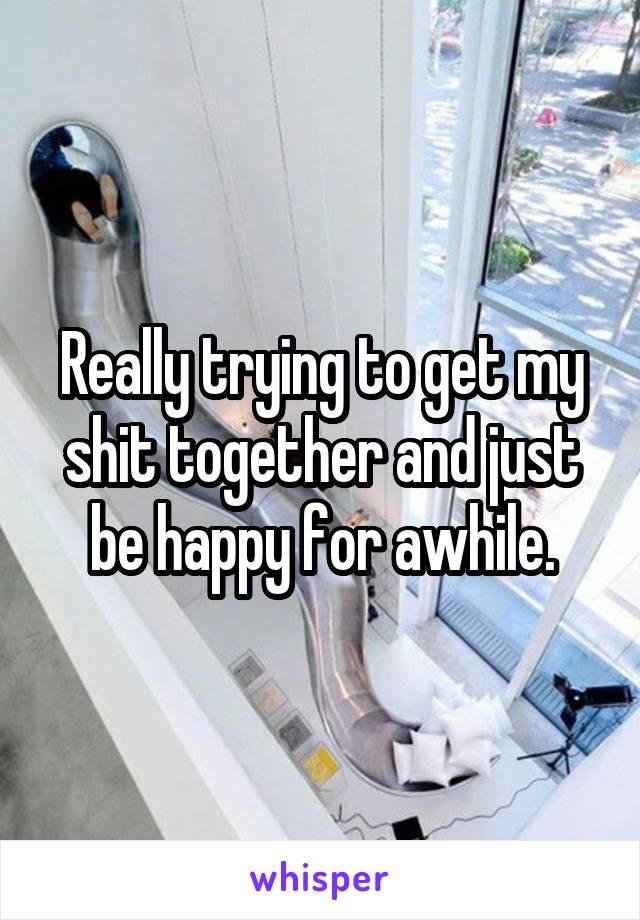 Really trying to get my shit together and just be happy for awhile.