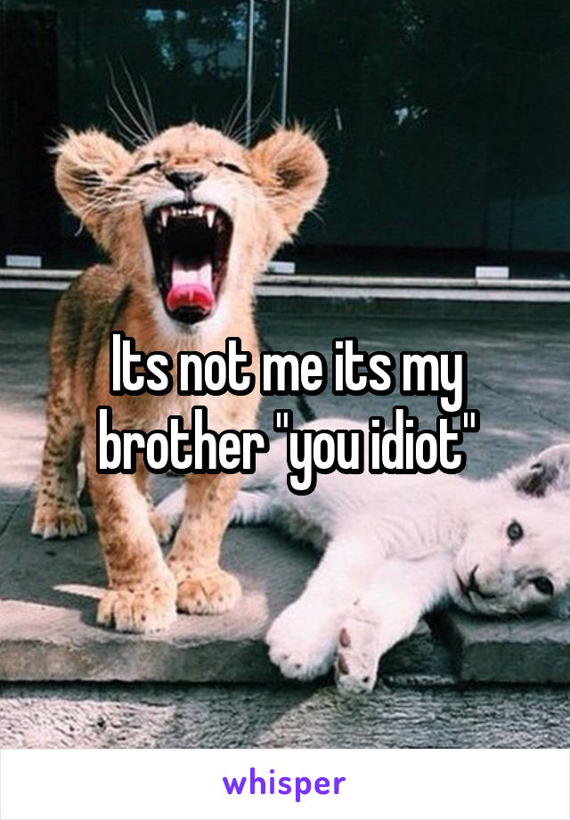 Its not me its my brother "you idiot"