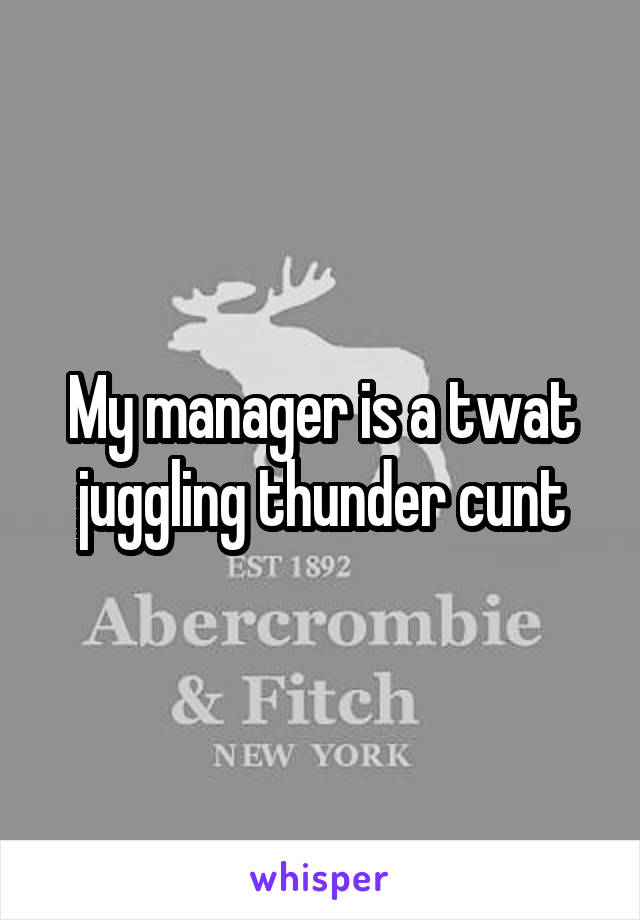 My manager is a twat juggling thunder cunt