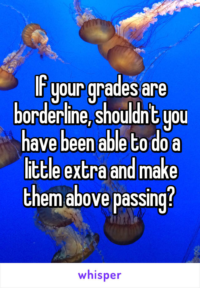 If your grades are borderline, shouldn't you have been able to do a little extra and make them above passing? 