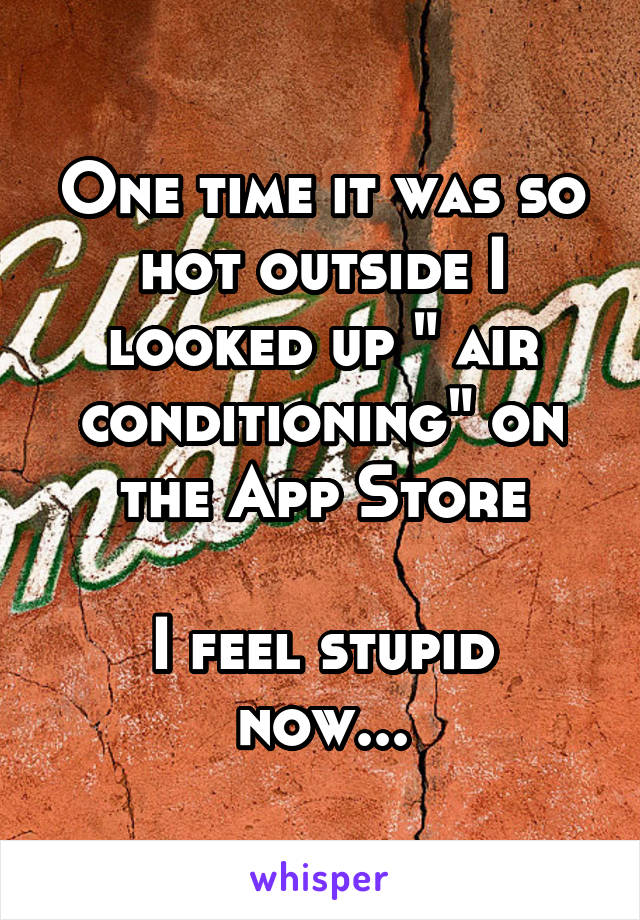 One time it was so hot outside I looked up " air conditioning" on the App Store

I feel stupid now...