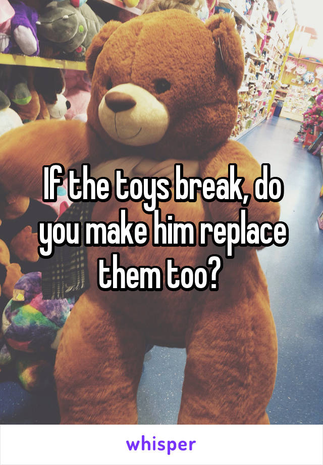If the toys break, do you make him replace them too? 