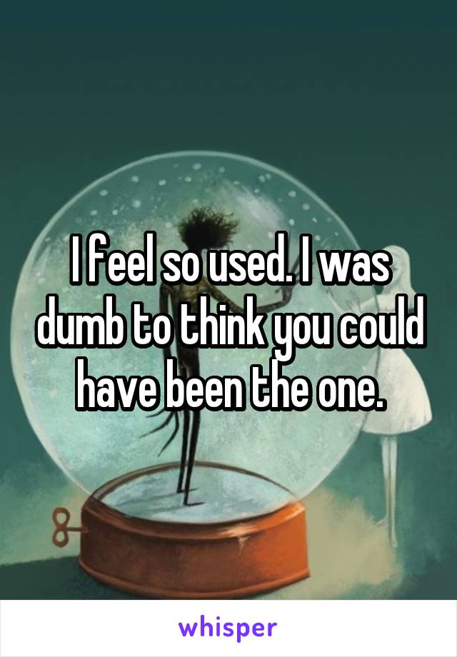 I feel so used. I was dumb to think you could have been the one.