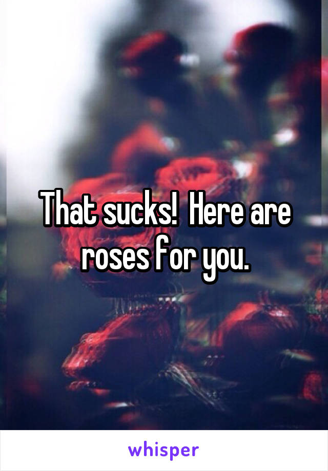 That sucks!  Here are roses for you.