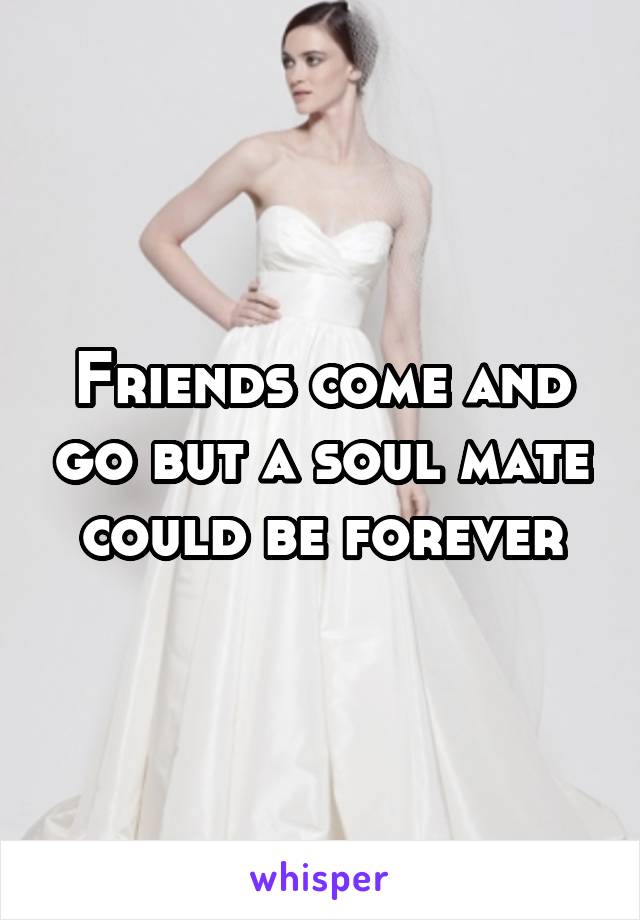 Friends come and go but a soul mate could be forever