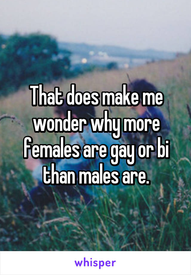 That does make me wonder why more females are gay or bi than males are.
