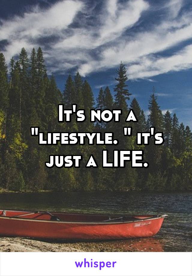 It's not a "lifestyle. " it's just a LIFE.