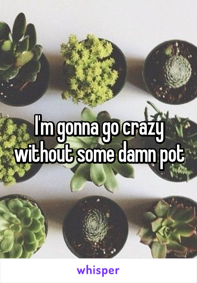 I'm gonna go crazy without some damn pot