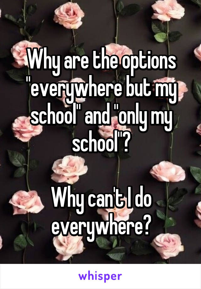 Why are the options "everywhere but my school" and "only my school"?

Why can't I do everywhere?