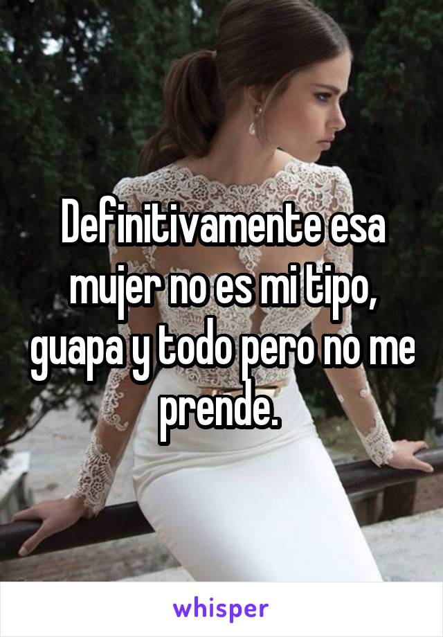 Definitivamente esa mujer no es mi tipo, guapa y todo pero no me prende. 