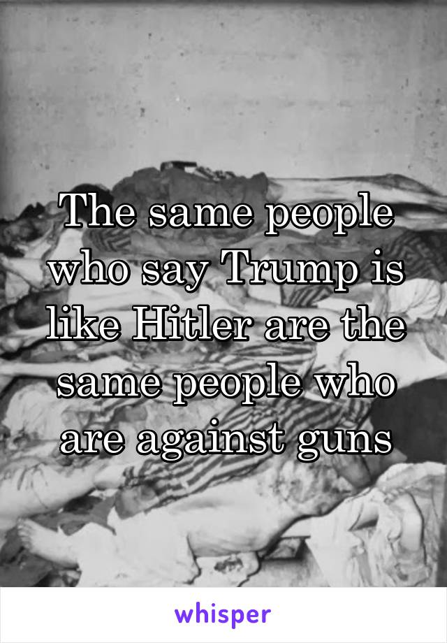 The same people who say Trump is like Hitler are the same people who are against guns