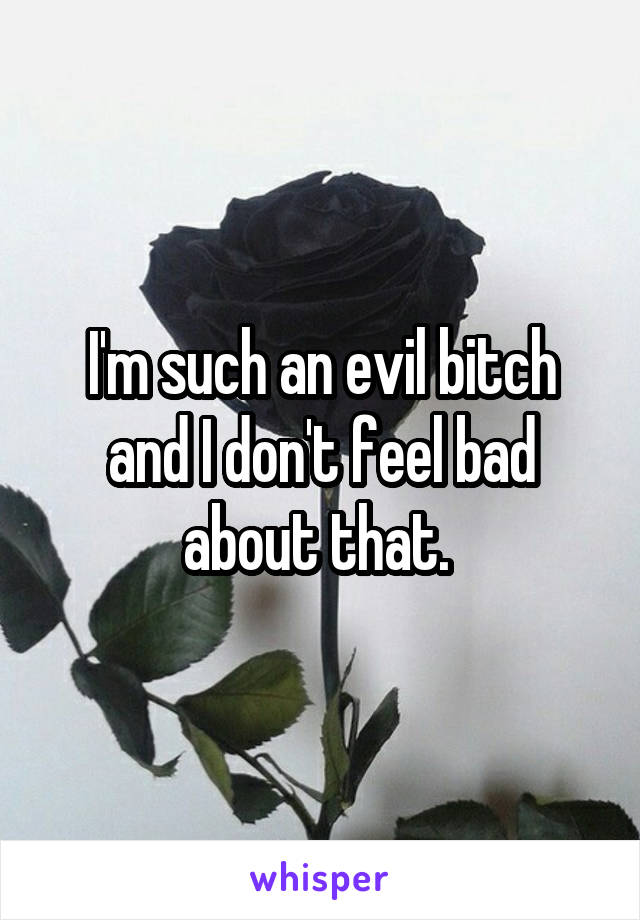 I'm such an evil bitch and I don't feel bad about that. 