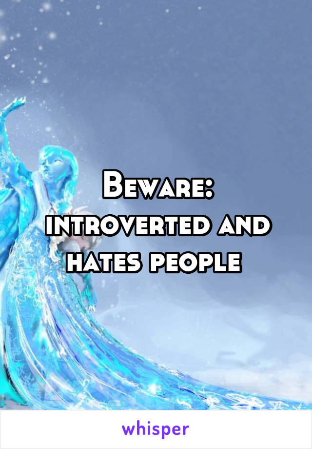 Beware: introverted and hates people 