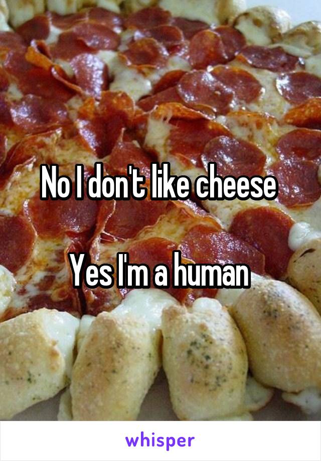 No I don't like cheese 

Yes I'm a human 