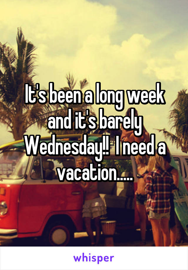 It's been a long week and it's barely Wednesday!!  I need a vacation.....