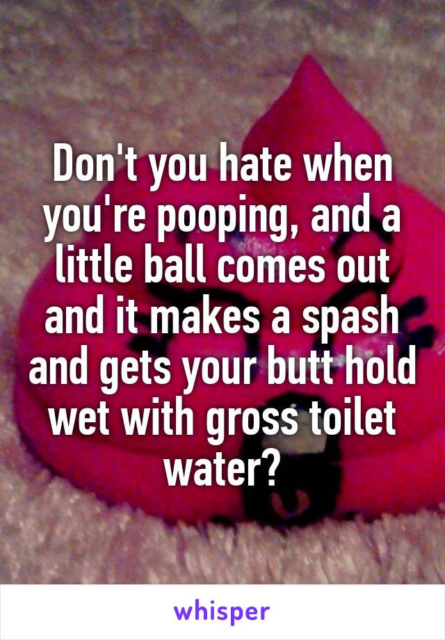 Don't you hate when you're pooping, and a little ball comes out and it makes a spash and gets your butt hold wet with gross toilet water?