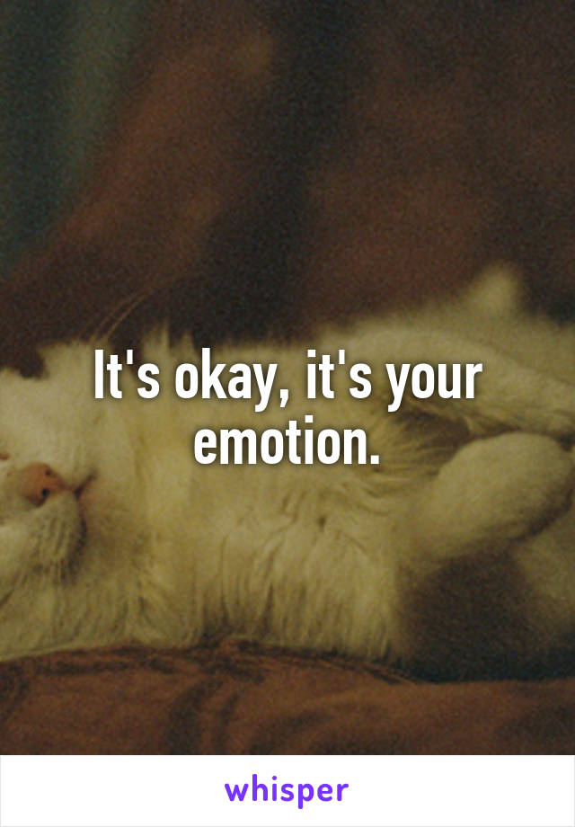 It's okay, it's your emotion.