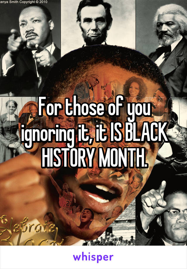 For those of you ignoring it, it IS BLACK HISTORY MONTH.