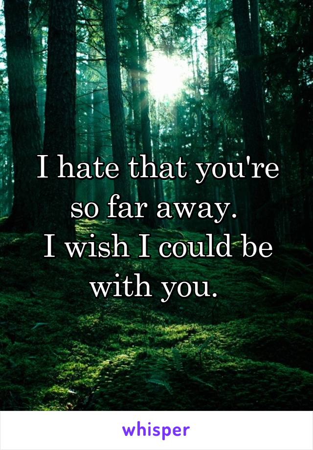 I hate that you're so far away. 
I wish I could be with you. 