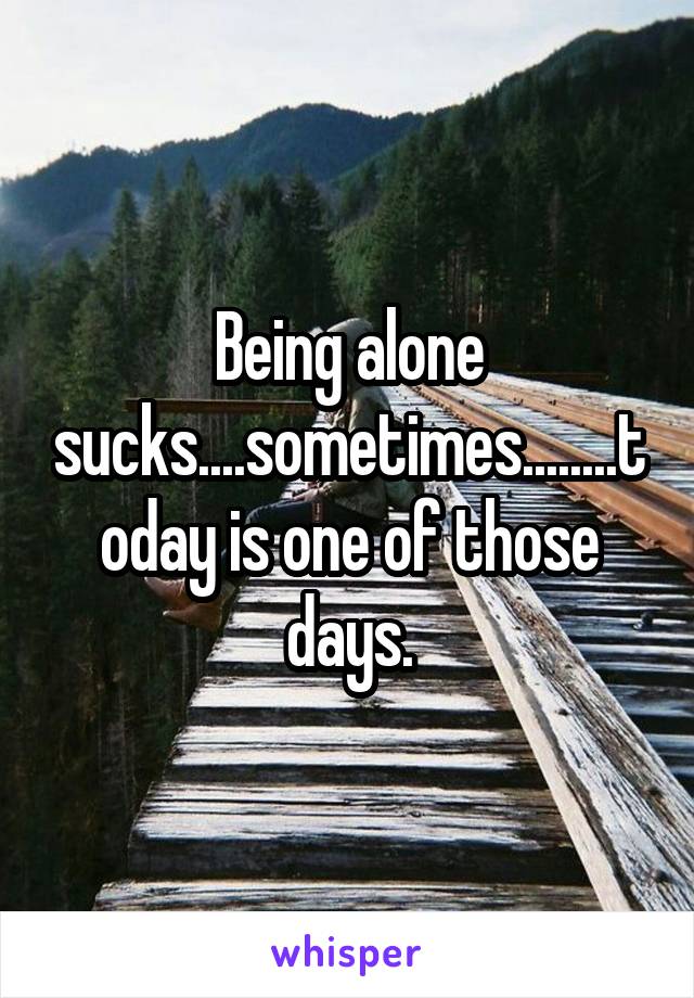 Being alone sucks....sometimes........today is one of those days.