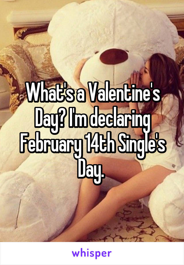 What's a Valentine's Day? I'm declaring February 14th Single's Day. 