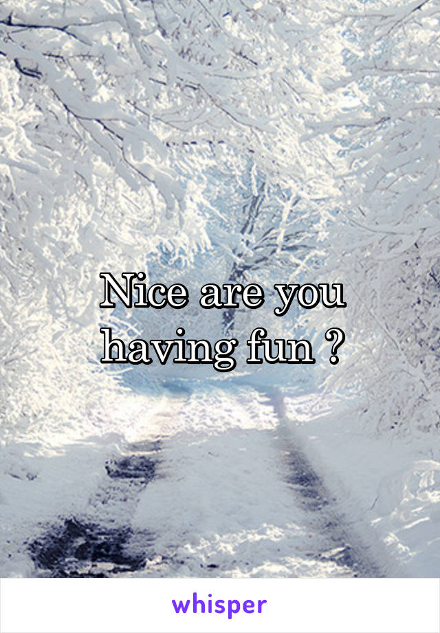 Nice are you having fun ?
