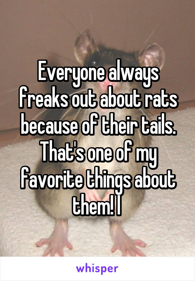 Everyone always freaks out about rats because of their tails. That's one of my favorite things about them! I 