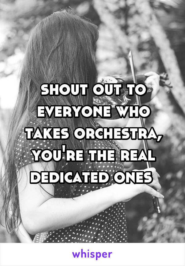 shout out to everyone who takes orchestra, you're the real dedicated ones 