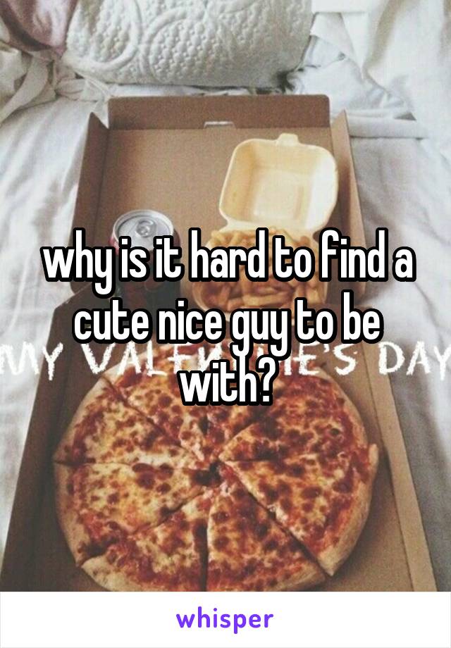 why is it hard to find a cute nice guy to be with?