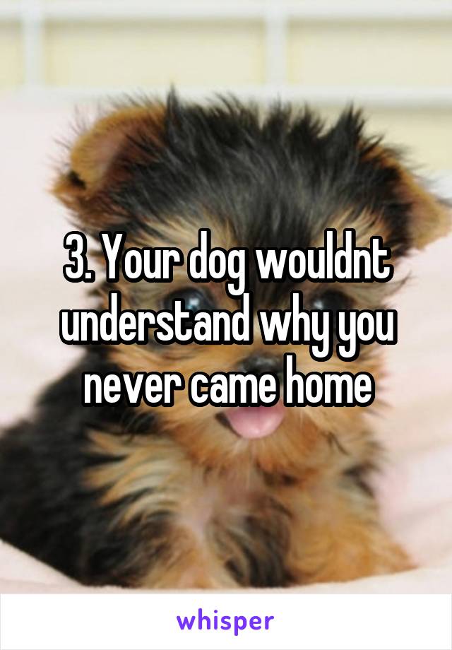 3. Your dog wouldnt understand why you never came home