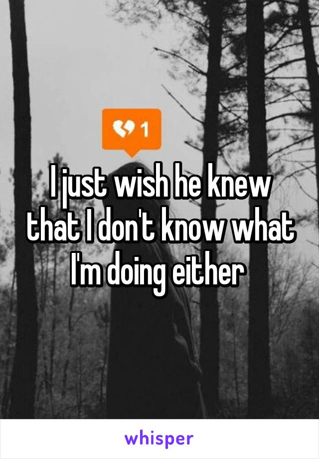 I just wish he knew that I don't know what I'm doing either 