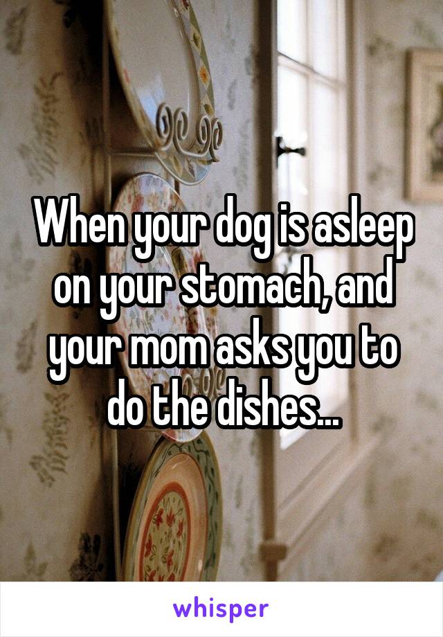 When your dog is asleep on your stomach, and your mom asks you to do the dishes...