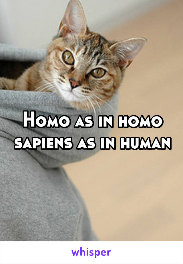 Homo as in homo sapiens as in human