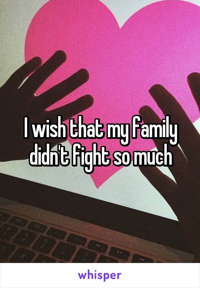 I wish that my family didn't fight so much