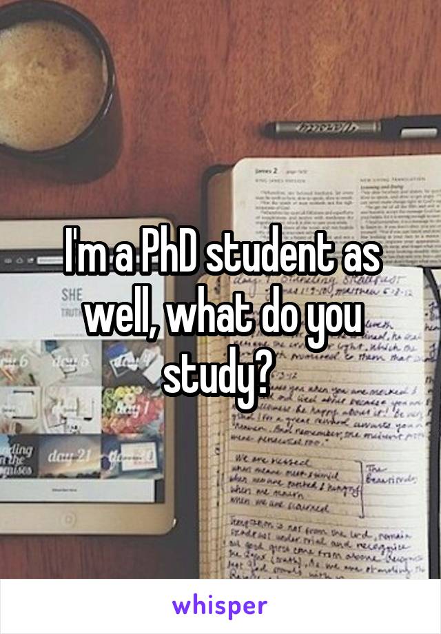 I'm a PhD student as well, what do you study? 