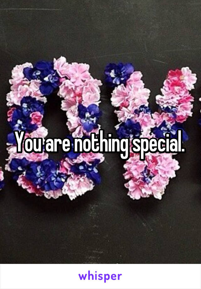 You are nothing special. 