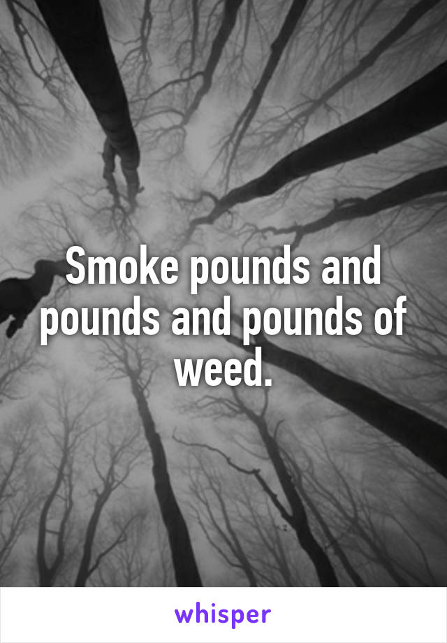 Smoke pounds and pounds and pounds of weed.