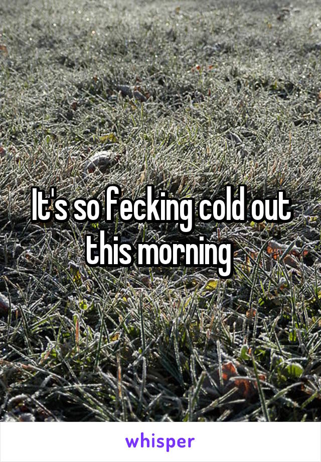 It's so fecking cold out this morning 