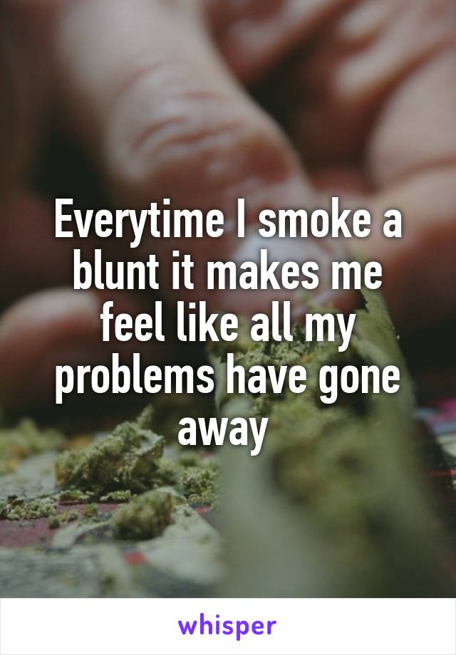 Everytime I smoke a blunt it makes me
feel like all my
problems have gone away 