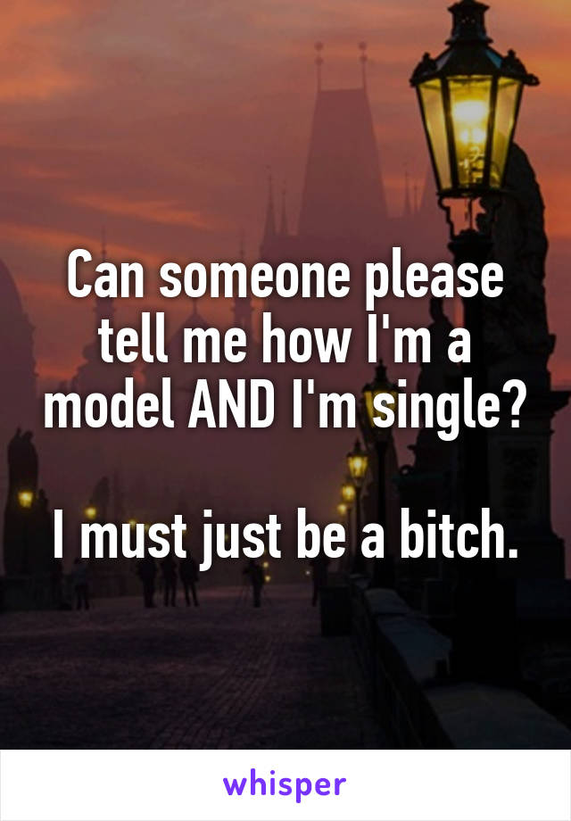 Can someone please tell me how I'm a model AND I'm single?

I must just be a bitch.