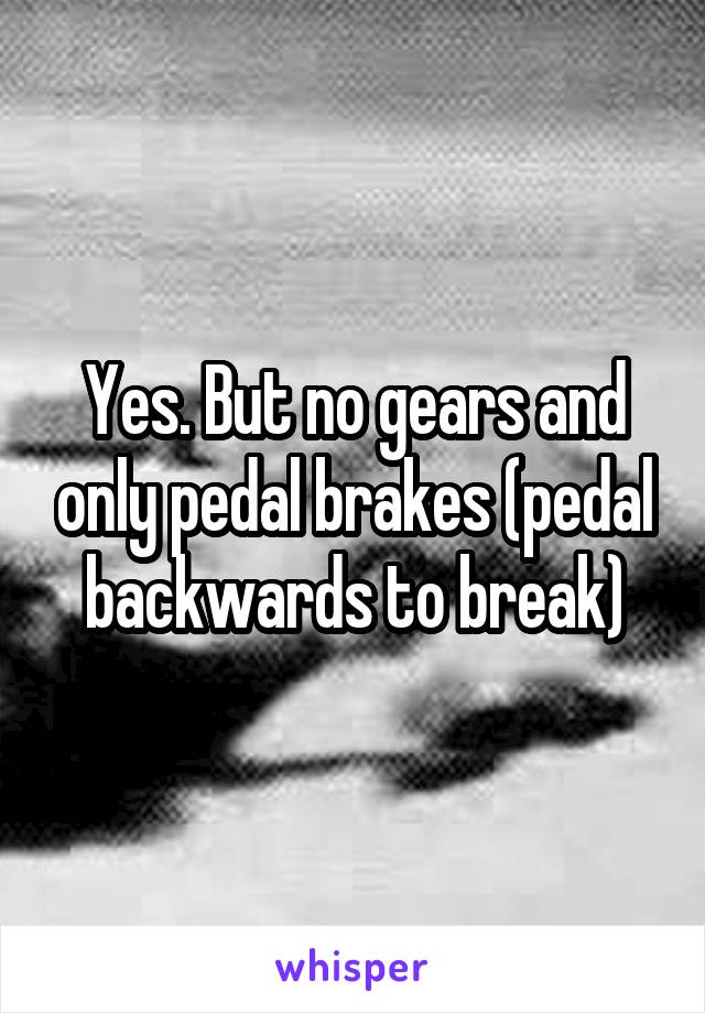 Yes. But no gears and only pedal brakes (pedal backwards to break)