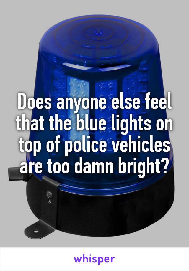 Does anyone else feel that the blue lights on top of police vehicles are too damn bright?