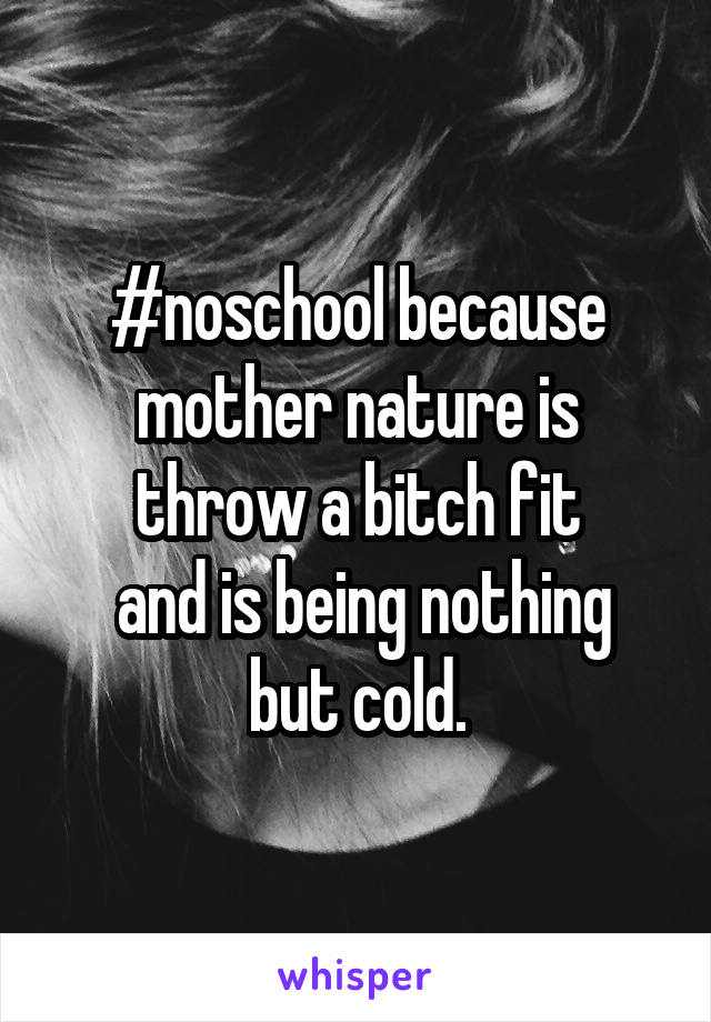 #noschool because mother nature is throw a bitch fit
 and is being nothing but cold.