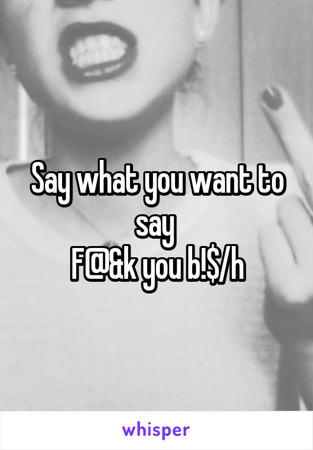 Say what you want to say 
F@&k you b!$/h